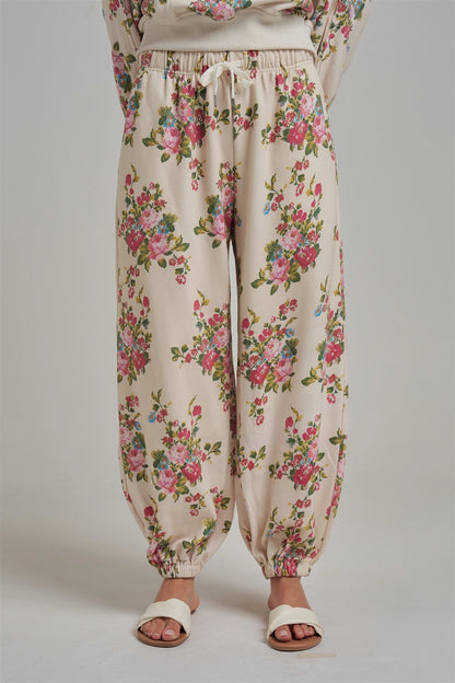 BON Floral Fleece Sweats with Pockets