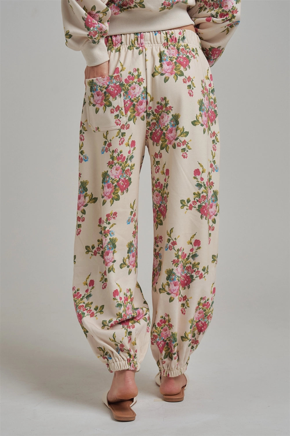 BON Floral Fleece Sweats with Pockets