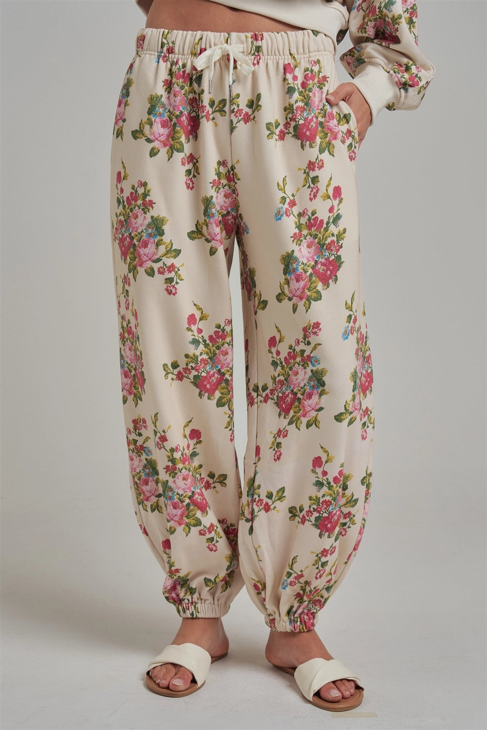 BON Floral Fleece Sweats with Pockets