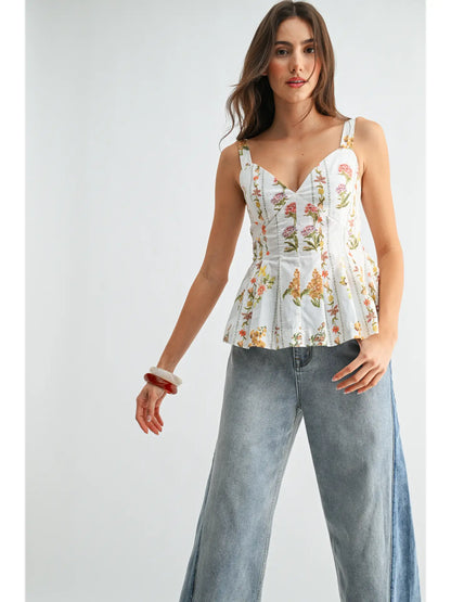 Spring Floral Peplum Top