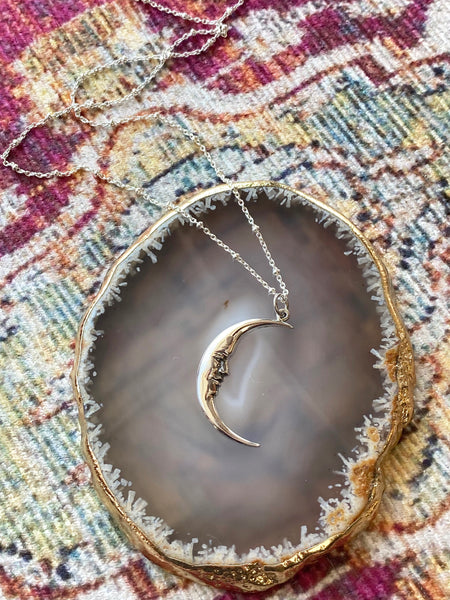 Crescent Moon Coin Necklace 18kt Plated