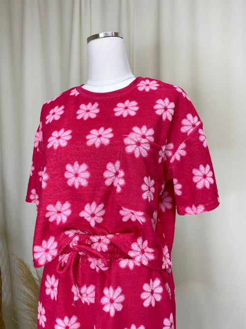 Pink Floral Terry Set