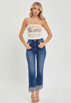 High Rise Straight Leg Jeans with Cuff