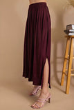 Satin Slide Slit Skirt - Burgundy