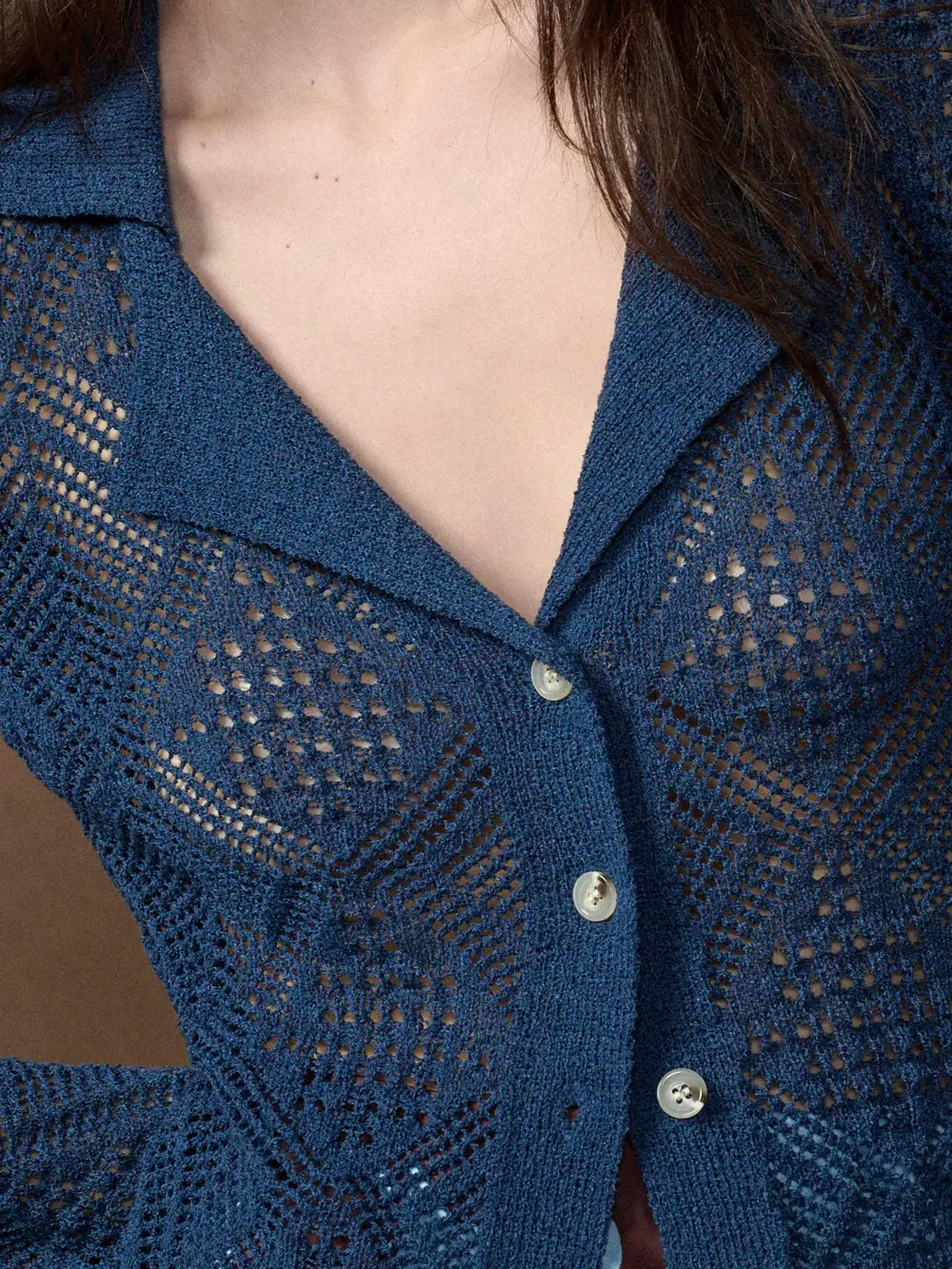 Geo Open Knit Retro Cardigan Top