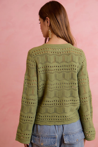 Knit Front Ruched Sweater Deep Sage