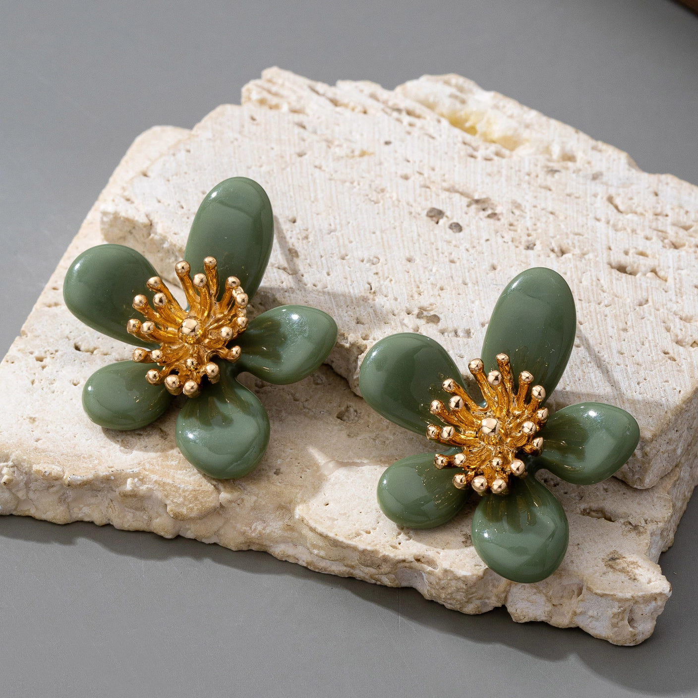 Vintage Inspired Green Flower Earrings