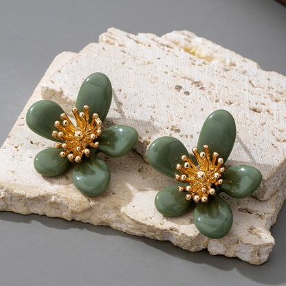 Vintage Inspired Green Flower Earrings