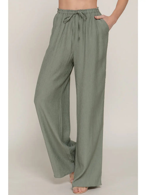 Flowy Crepe Pant - Olive