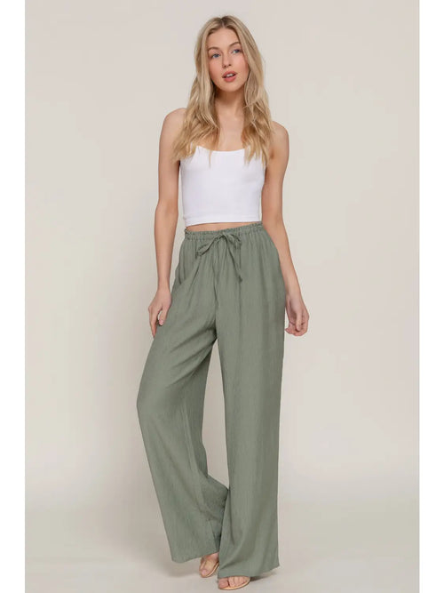 Flowy Crepe Pant - Olive