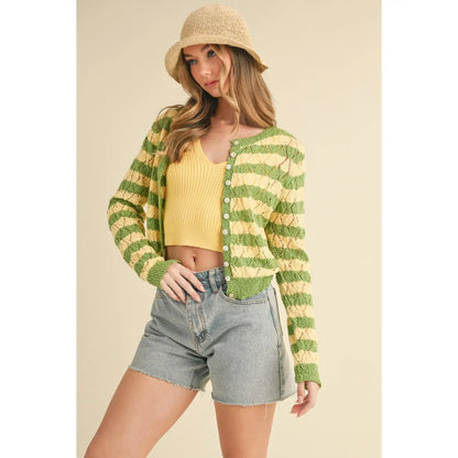 Yellow & Green Striped Cardi