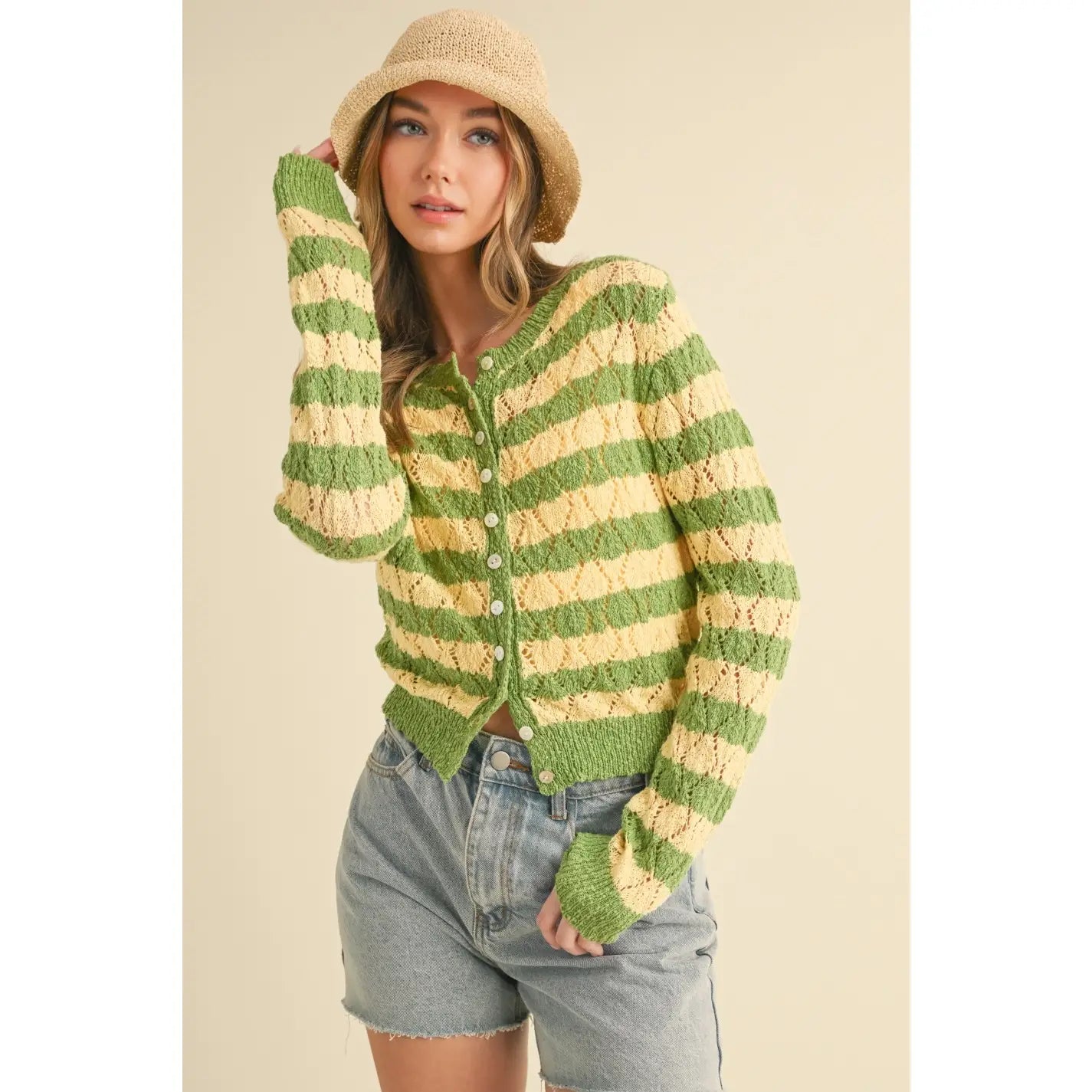 Yellow & Green Striped Cardi