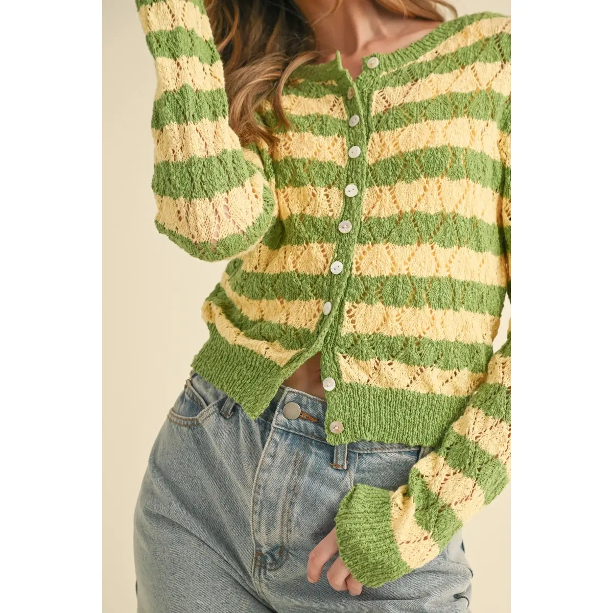 Yellow & Green Striped Cardi