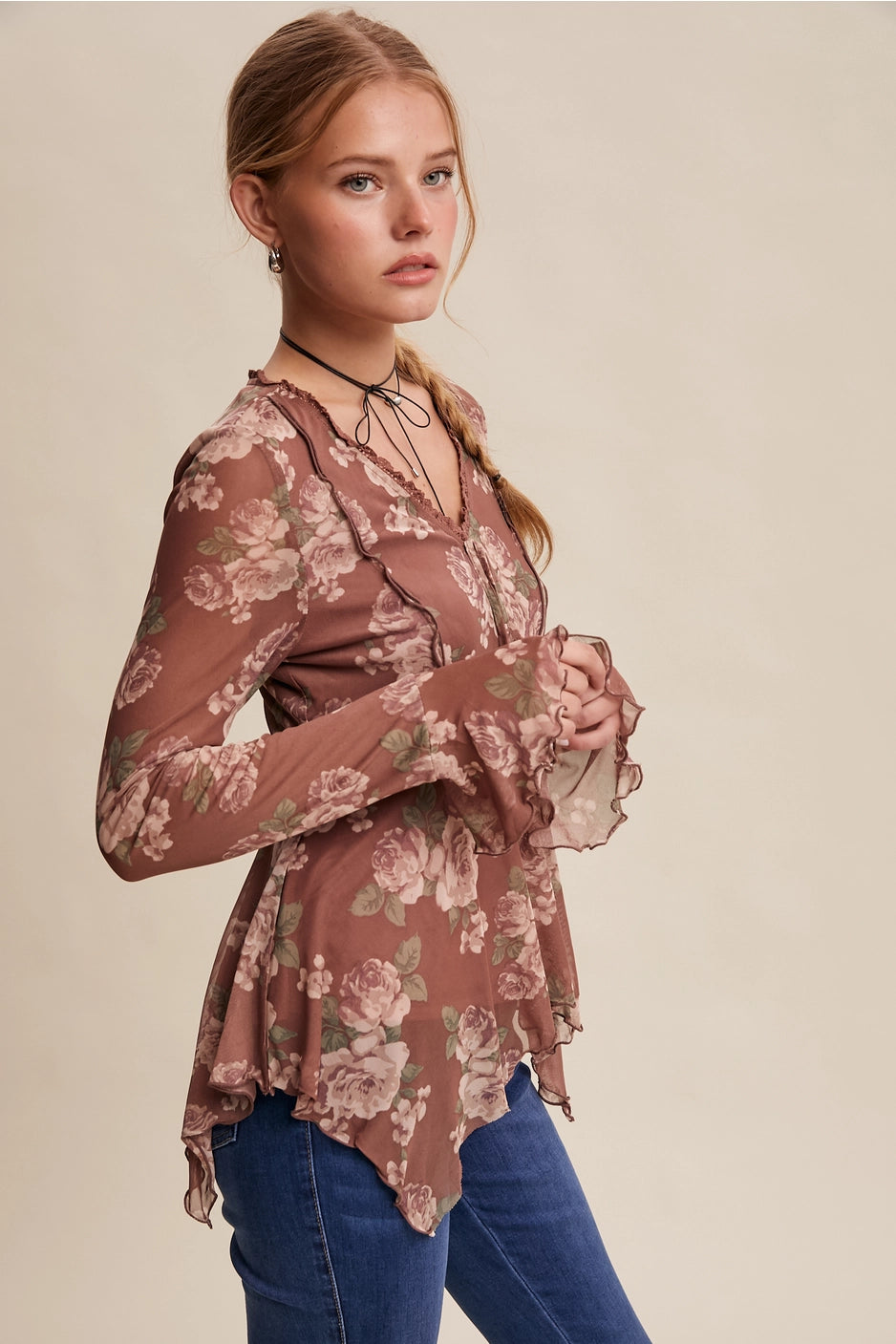 Floral Handkerchief Vintage Vibe Blouse