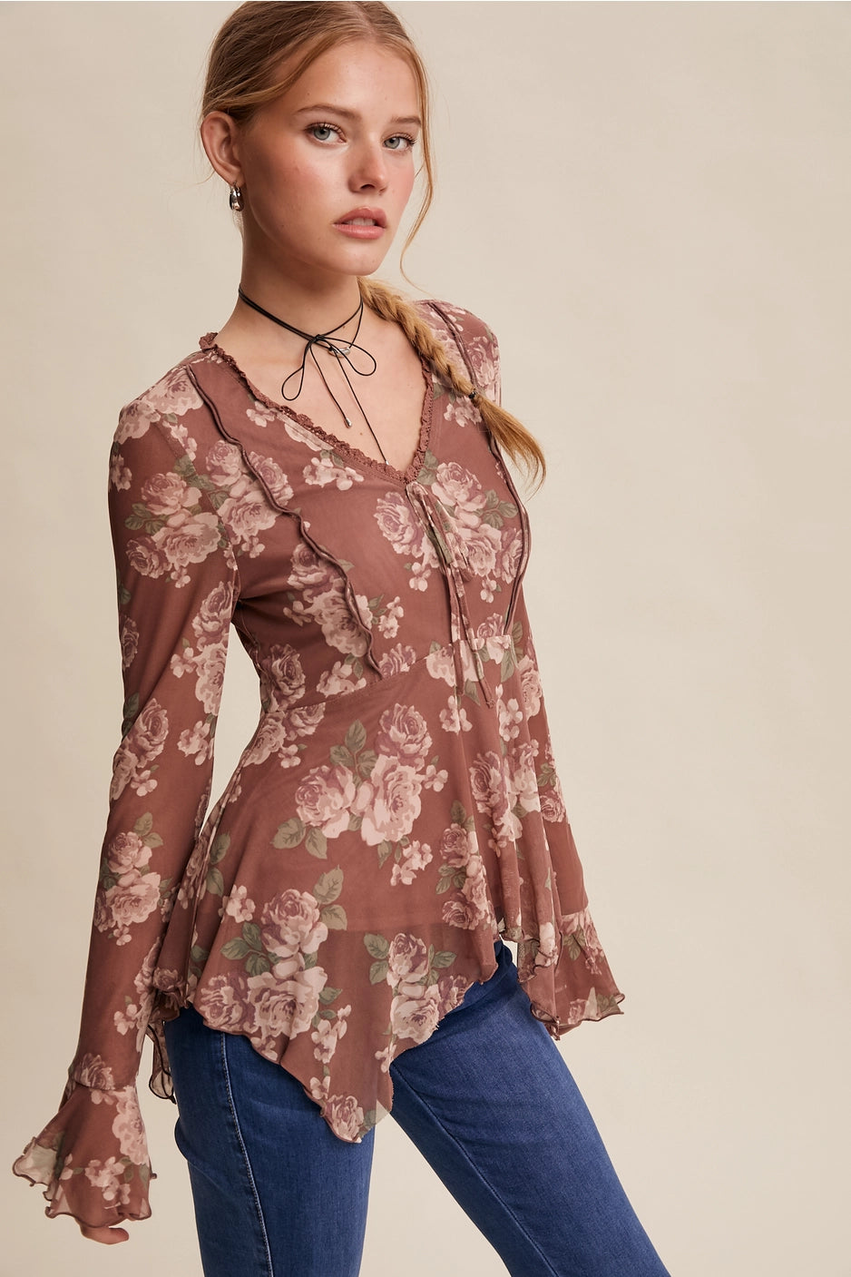 Floral Handkerchief Vintage Vibe Blouse