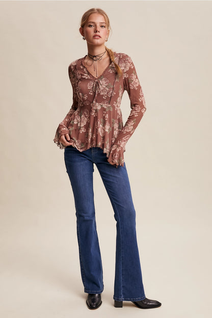 Floral Handkerchief Vintage Vibe Blouse