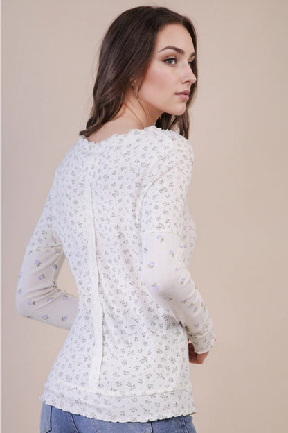 Mixed Floral Long Sleeve Top