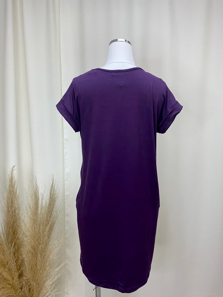 Super Soft T-Shirt Dress Plum