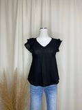 Black Flutter Sleeve Top