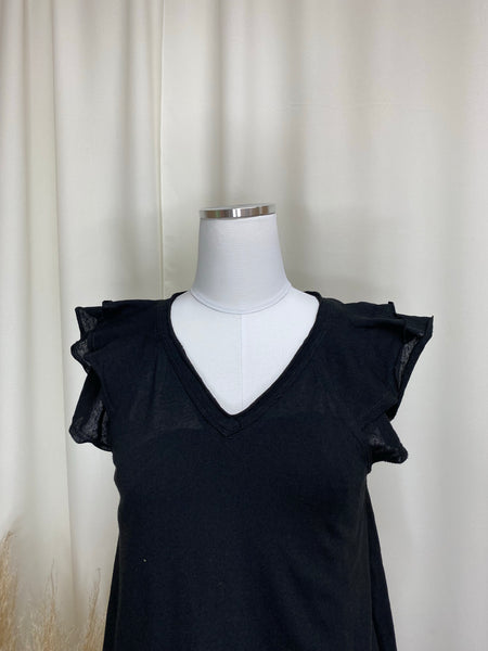 Black Flutter Sleeve Top