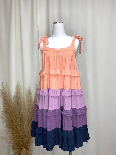 Peach Berry Flutter Dress