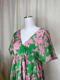 Green Pink Floral Summer Top