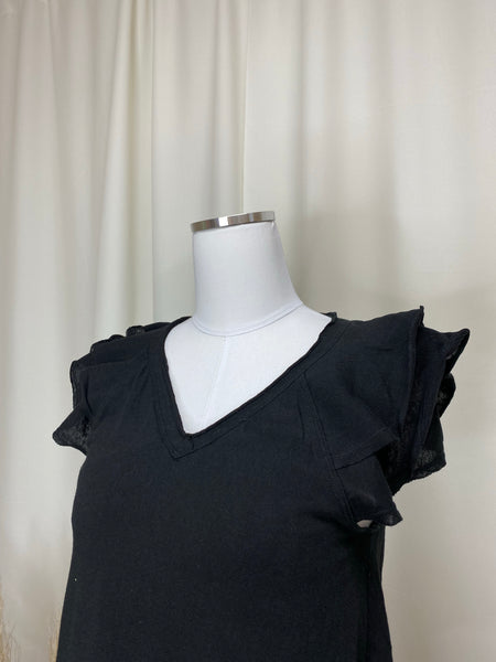 Black Flutter Sleeve Top