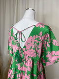 Green Pink Floral Summer Top