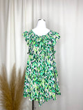 Green Abstract Tiered Dress