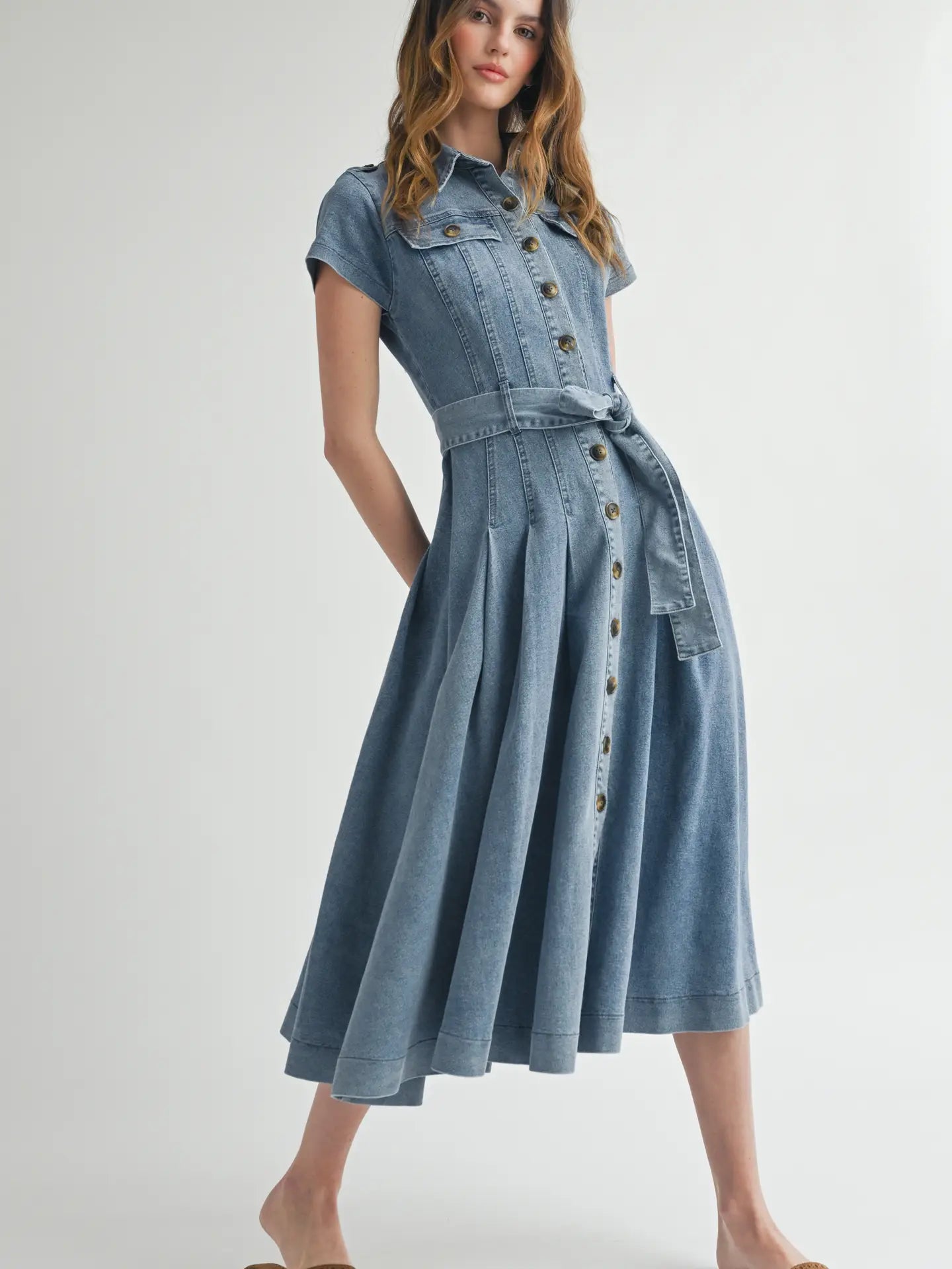 Button Down Denim Dress