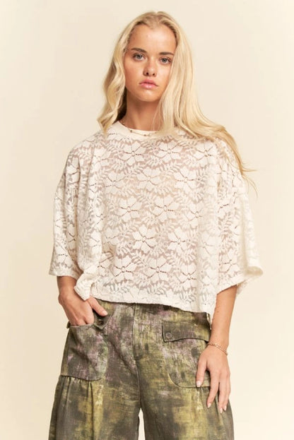 Lace Cropped Boxy Tee