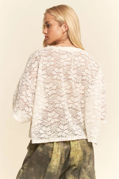 Lace Cropped Boxy Tee