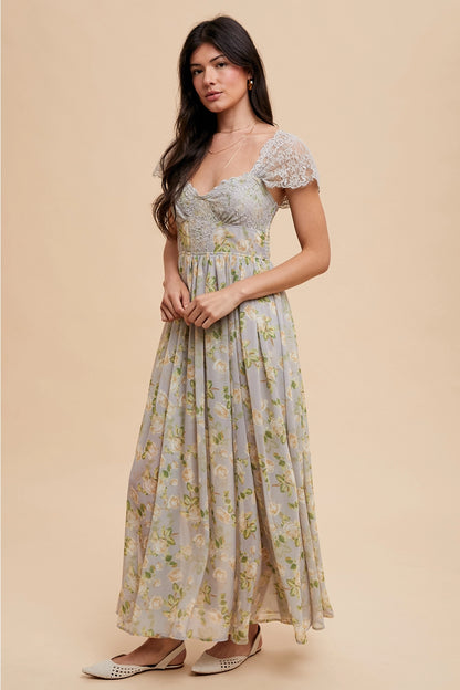 Enchanted Lace and Chiffon Maxi Dress