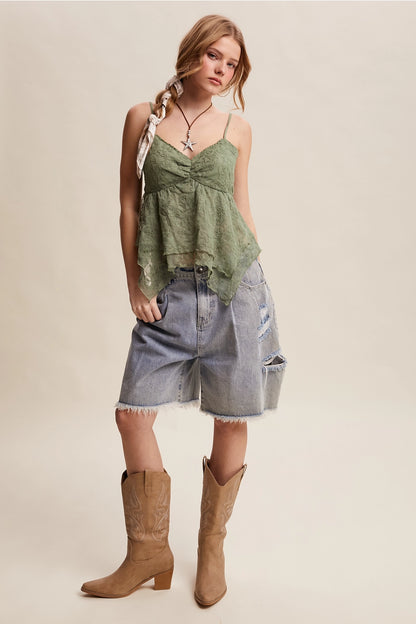 Lace Handkerchief Hem Tank