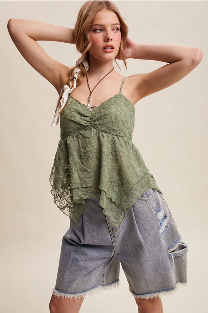 Lace Handkerchief Hem Tank