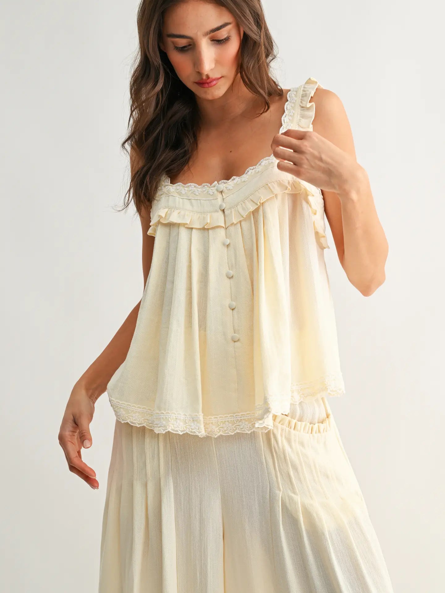 Ruffle Trim Babydoll Blouse