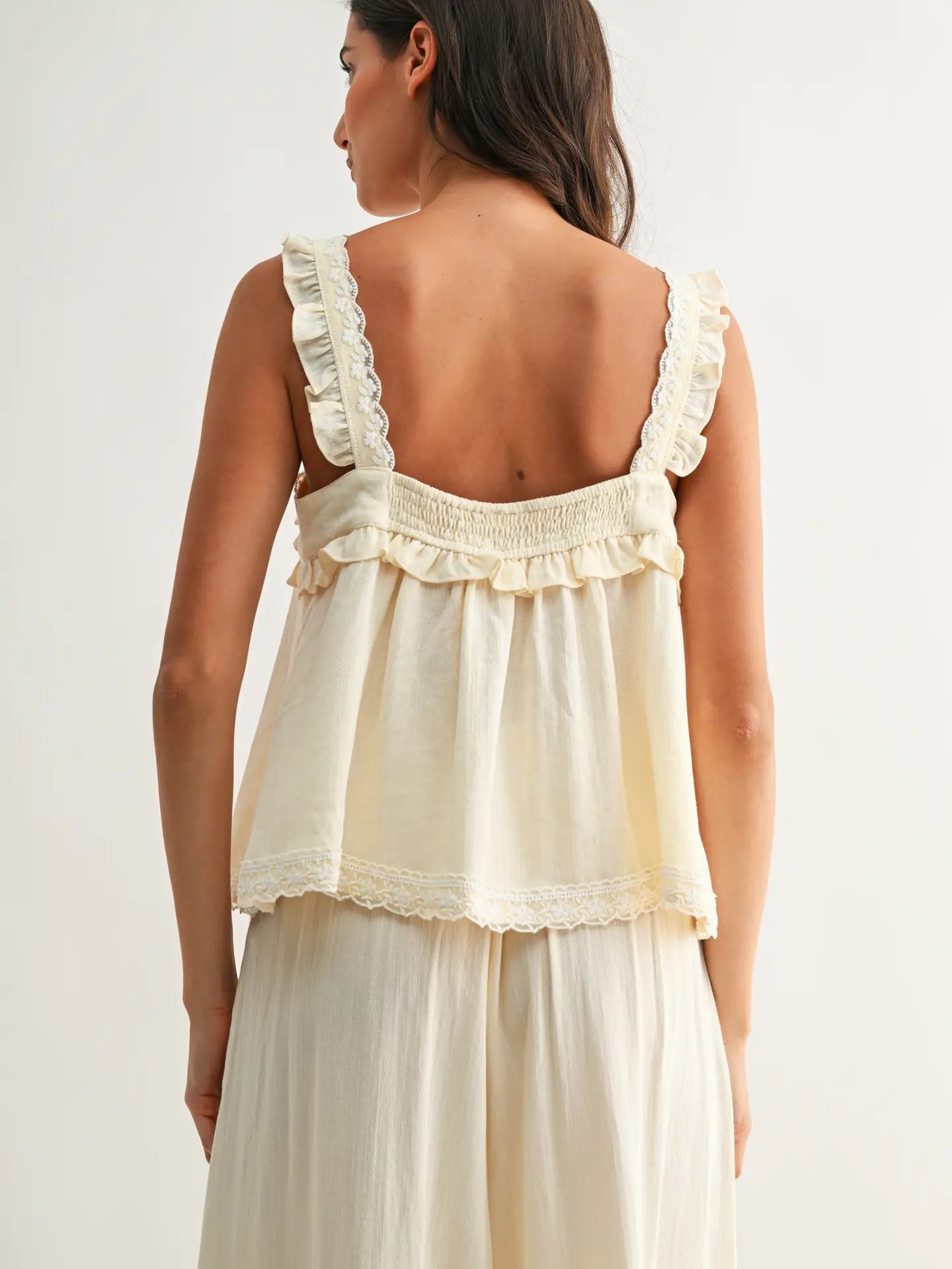 Ruffle Trim Babydoll Blouse