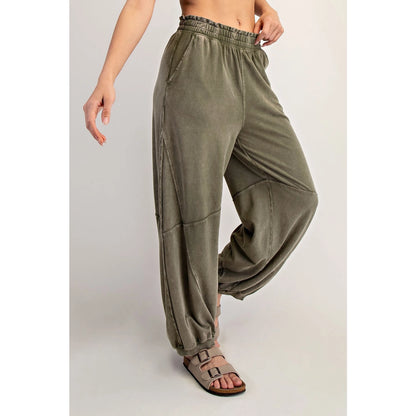 Mineral Wash Joggers -  Olive