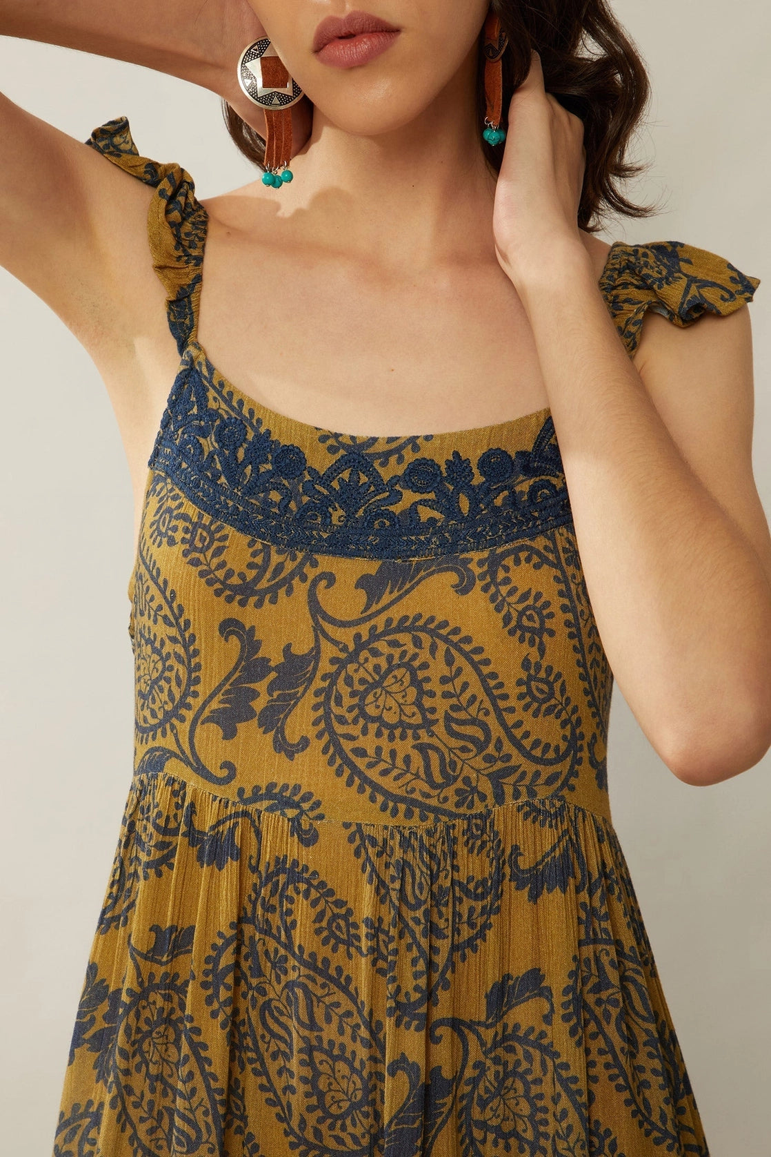 Golden Paisley Maxi Dress