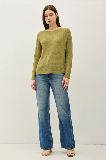 Drop Shoulder Ribbed Sweater Sage