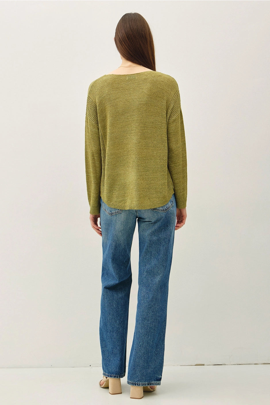 Drop Shoulder Ribbed Sweater Sage
