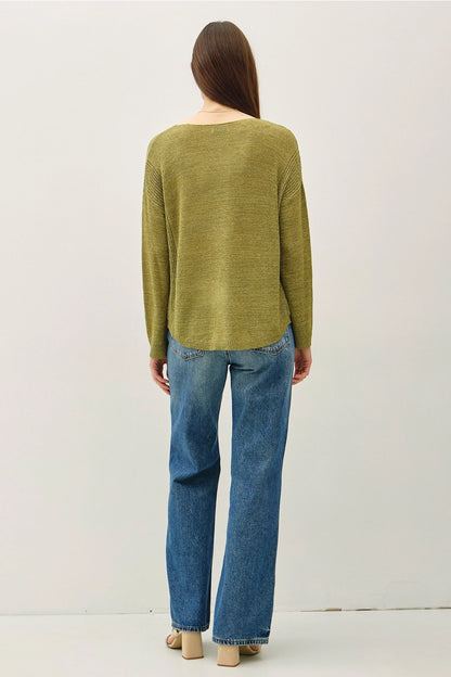 Drop Shoulder Ribbed Sweater Sage