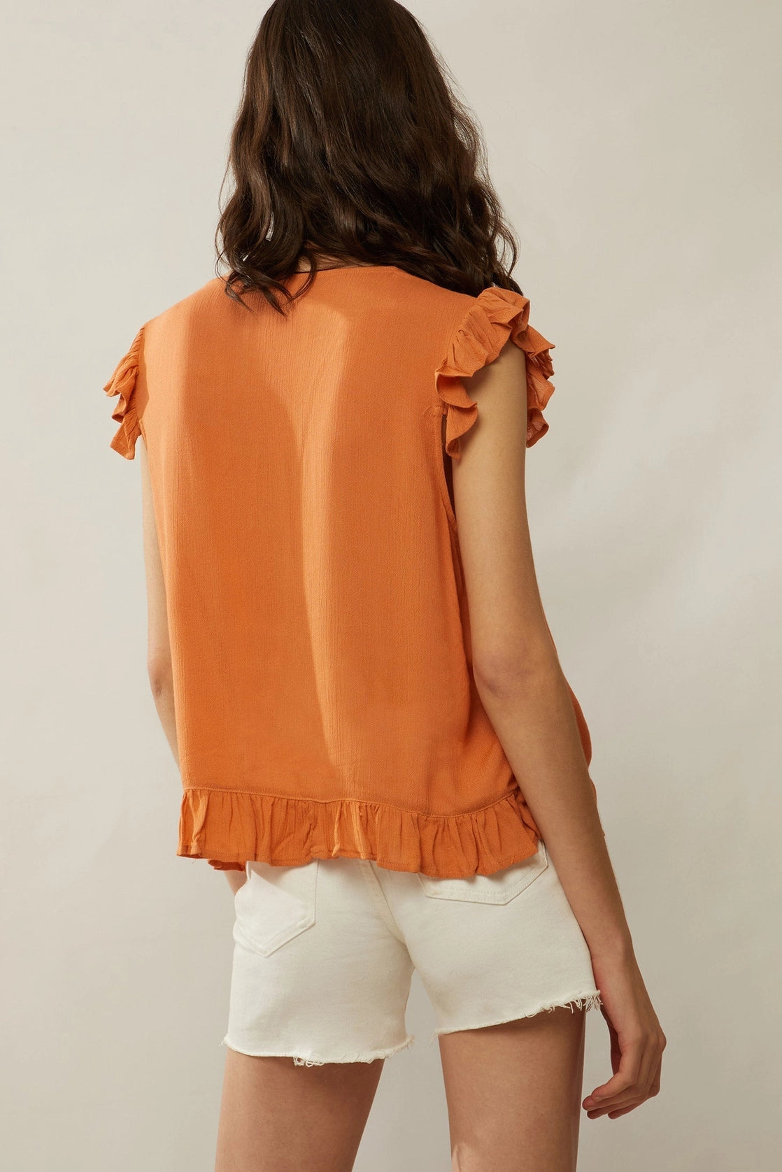 Sunny Embroidered Frill Sleeve Blouse