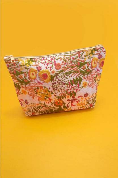 Embroidered Floral Cosmetic Bag