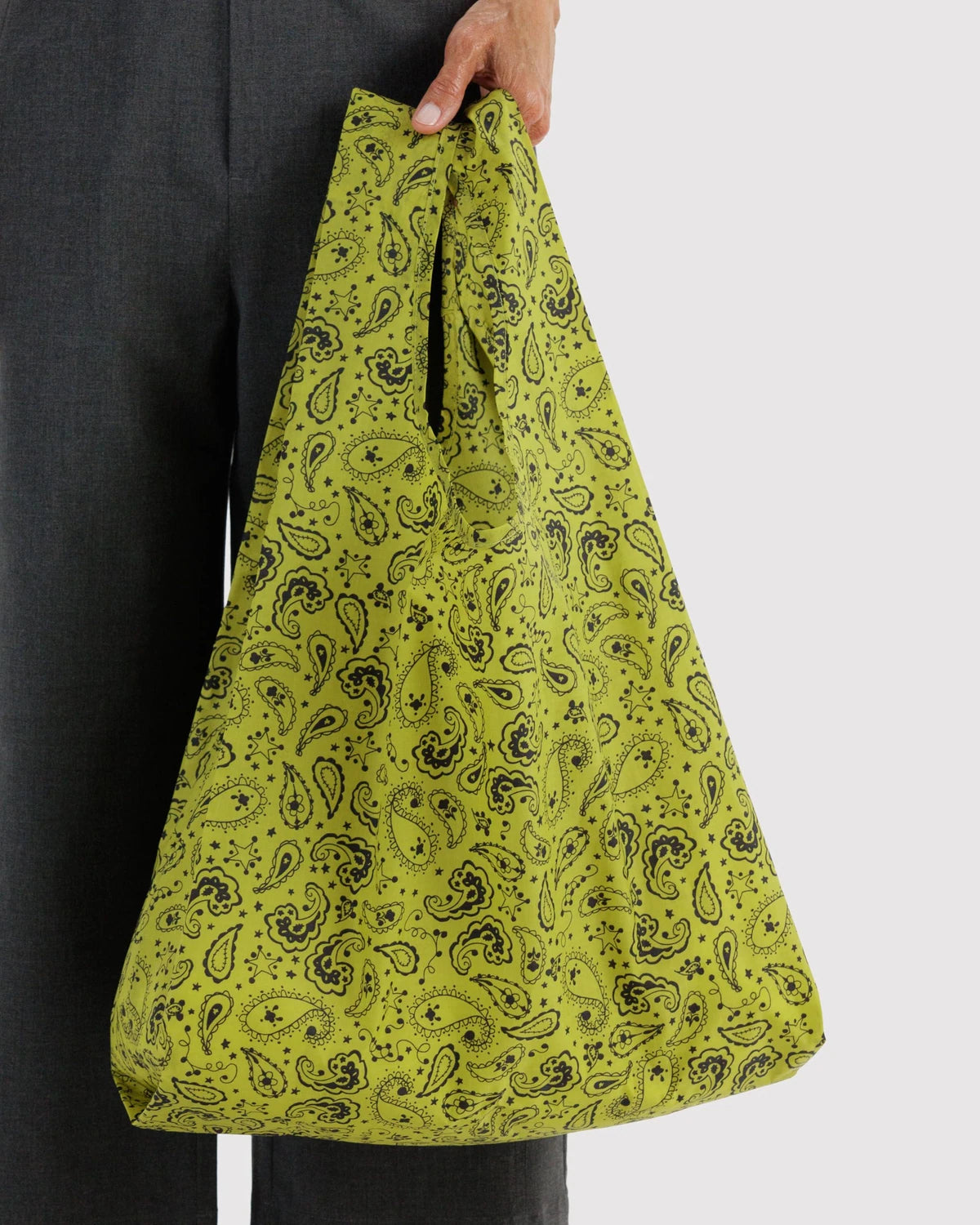 BAGGU Standard Reusable Bag- Chartreuse Paisley