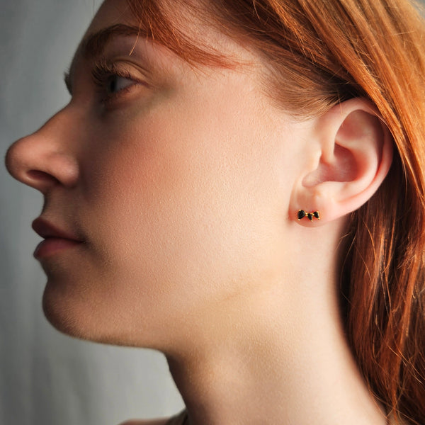 3 Stone Onyx Pear Cut Earrings