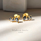 3 Stone Onyx Pear Cut Earrings