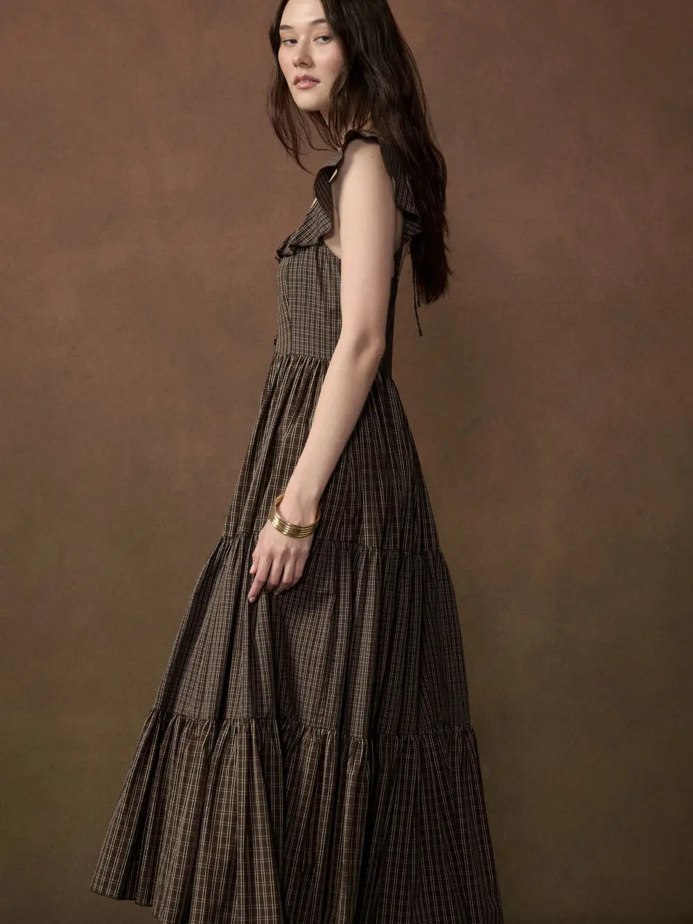 PRO Plaid Button Front Midi Dress