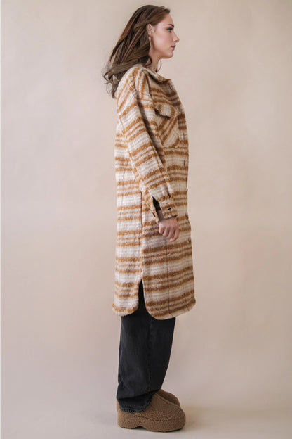 Long Brown Plaid Jacket