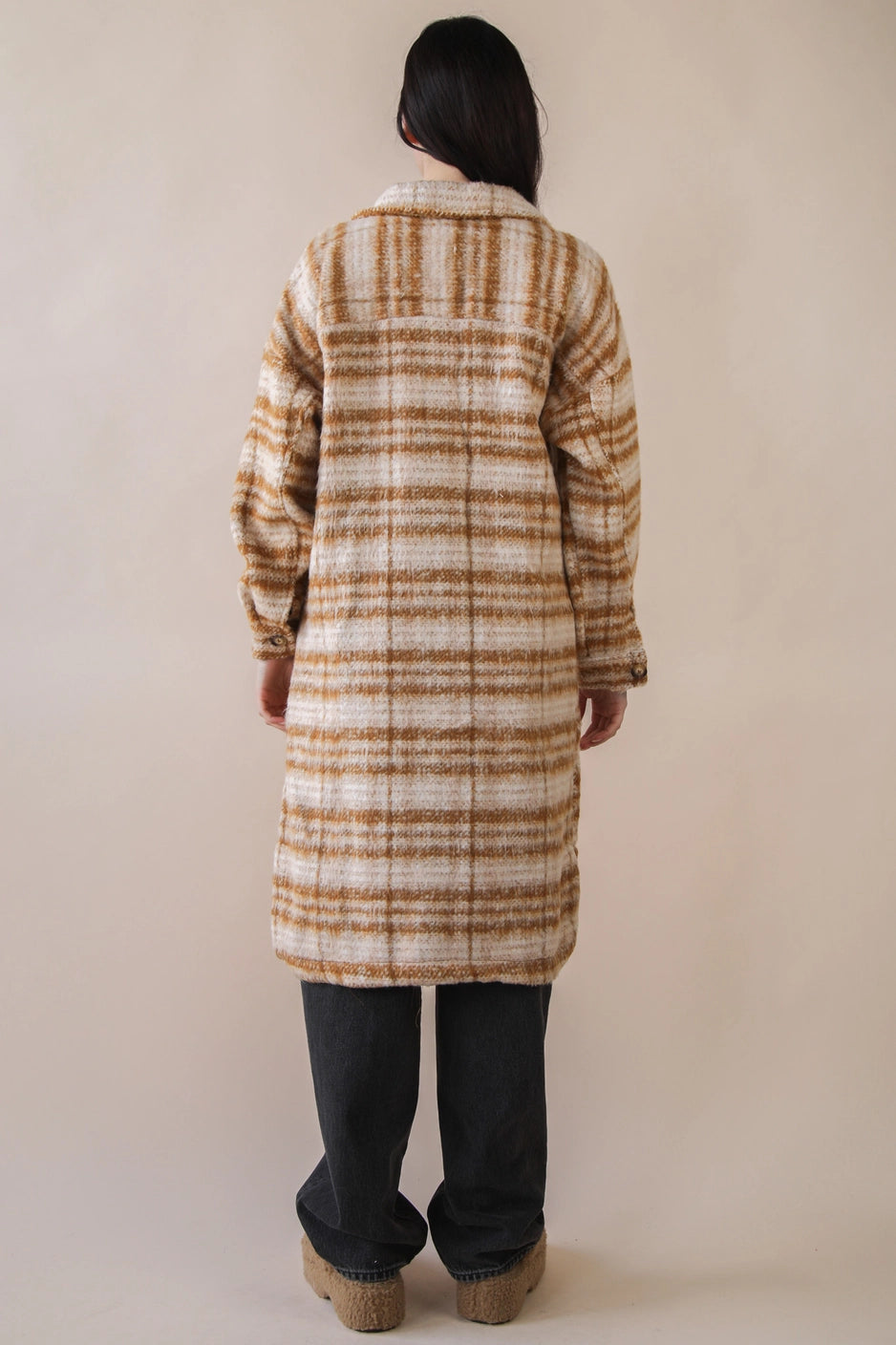 Long Brown Plaid Jacket